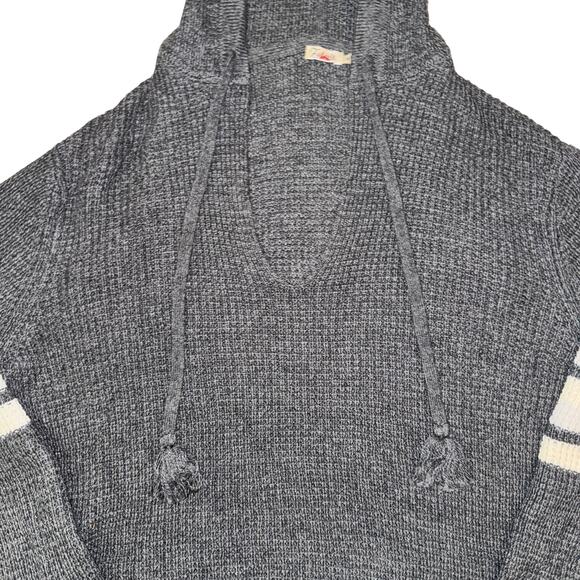 Faherty Wisp Waffle Sweater Hoodie Women's Size M Storm Grey Wool Blend - Picture 3 of 7
